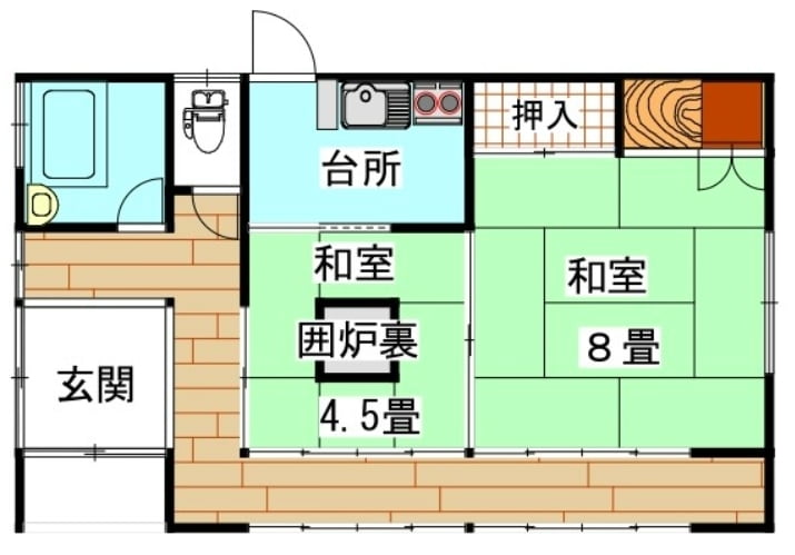 兵庫県佐用町豊福の平屋の間取り